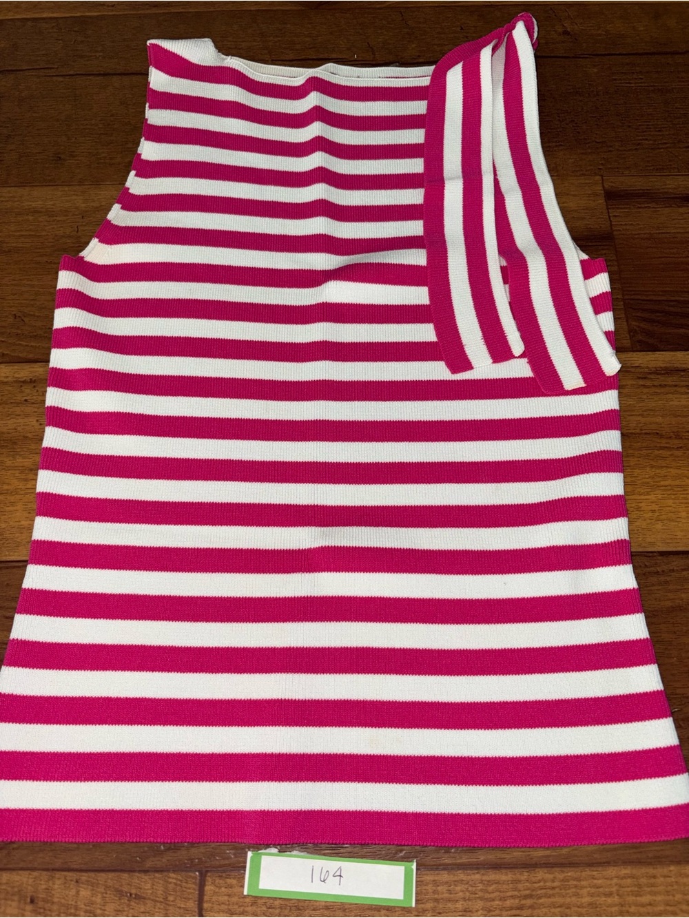 VENINI Womens Pink White Striped Ribbed Knit Shoulder Bow Tank Top Size XS